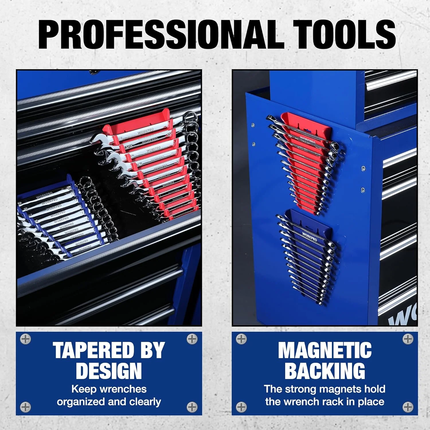 WORKPRO 2-Pack Magnetic Wrench Organizer, 12-Piece Wrench Holder Set for Tool Box Drawer, Wrench Rack Tool Trays SAE (1/4" - 15/16") and Metric (6mm-24mm) - Image 9