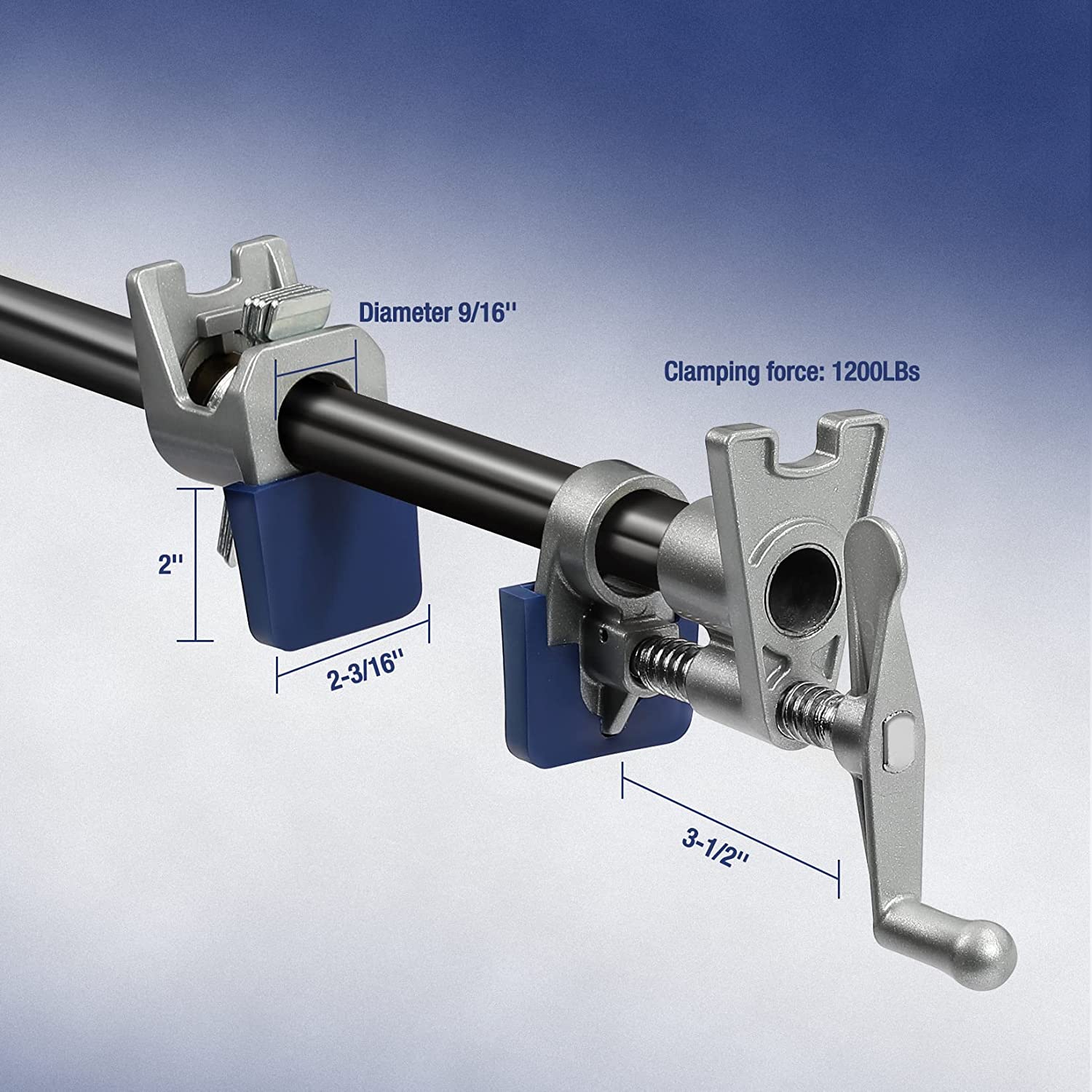 WORKPRO 2 Pcs Pipe Clamps, Aluminum Die-casting Lightweight Tube Clamps for I.D 3/4'' Black Pipe - Image 7