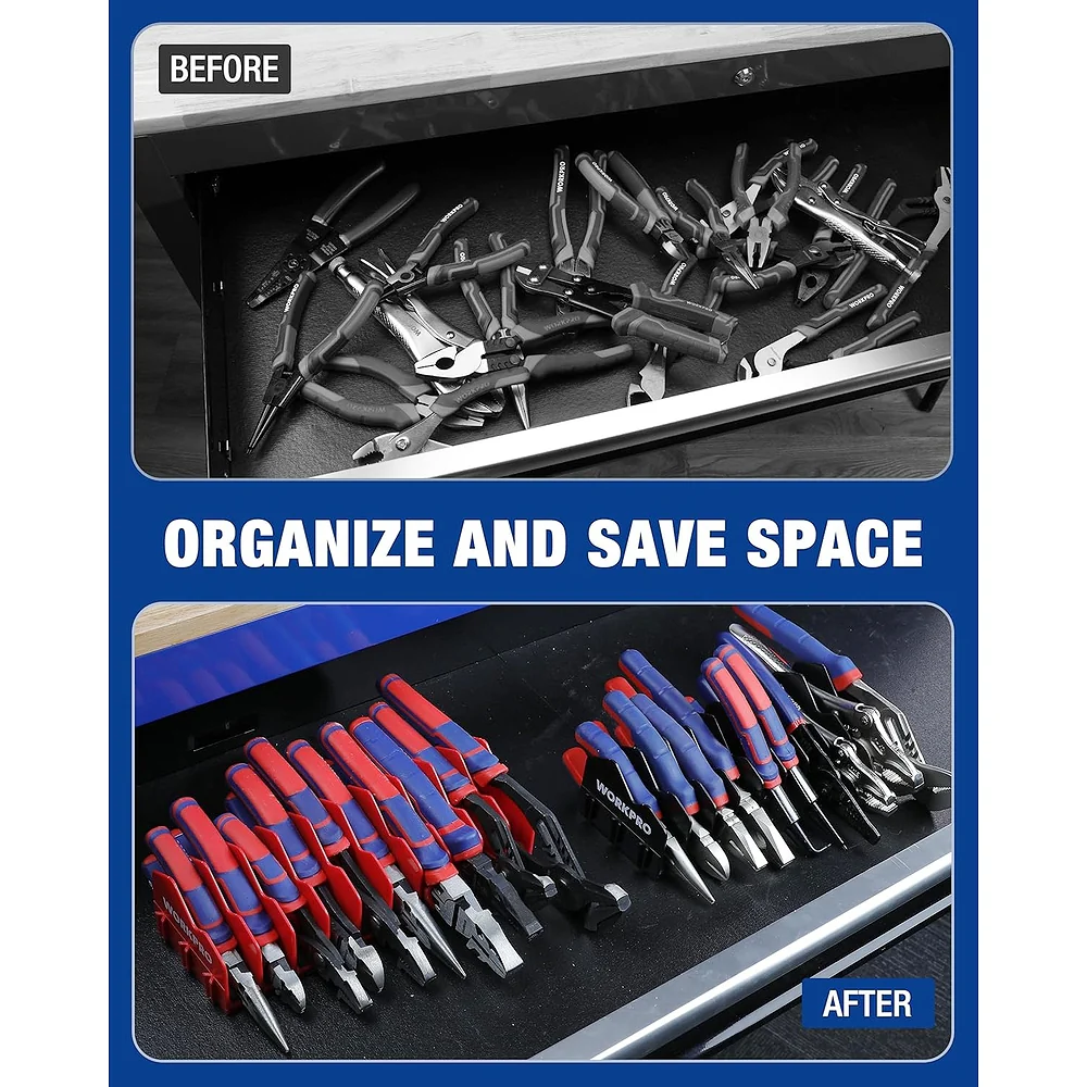 WORKPRO 2-Pack Plier Organizer Rack, Pliers Holder and Cutter Organizers with Non-Slip Rubber Base, 20-Slot Tool Box Organizer, Tool Drawer Organizer, Tool Storage, Plier Rack (Pliers Not Included) - Image 3
