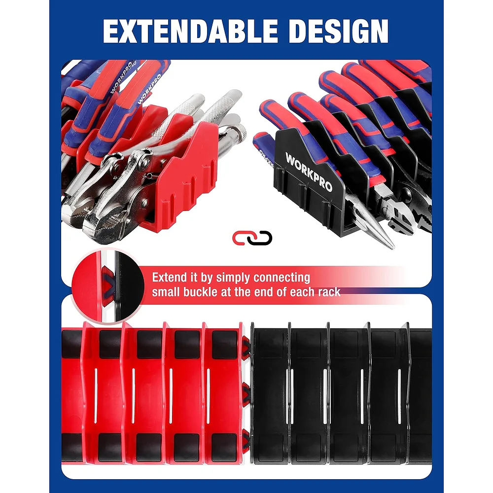 WORKPRO 2-Pack Plier Organizer Rack, Pliers Holder and Cutter Organizers with Non-Slip Rubber Base, 20-Slot Tool Box Organizer, Tool Drawer Organizer, Tool Storage, Plier Rack (Pliers Not Included) - Image 6