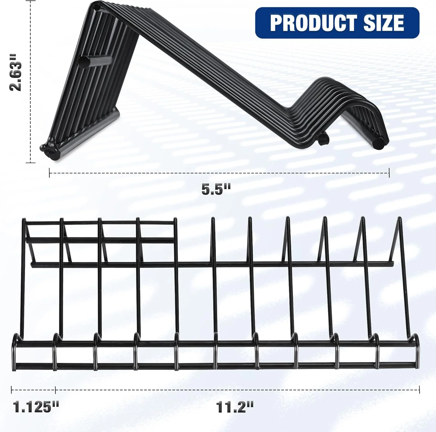 WORKPRO 2-Pack Plier Organizer Rack, 20 Slots Tool Drawer Organizer for Spring-Loaded, Regular and Wide-Handle Pliers, Metal Wire Construction, Black Coating, 11.2" x 5.5" x 2.6" (Pliers Not Included) - Image 2