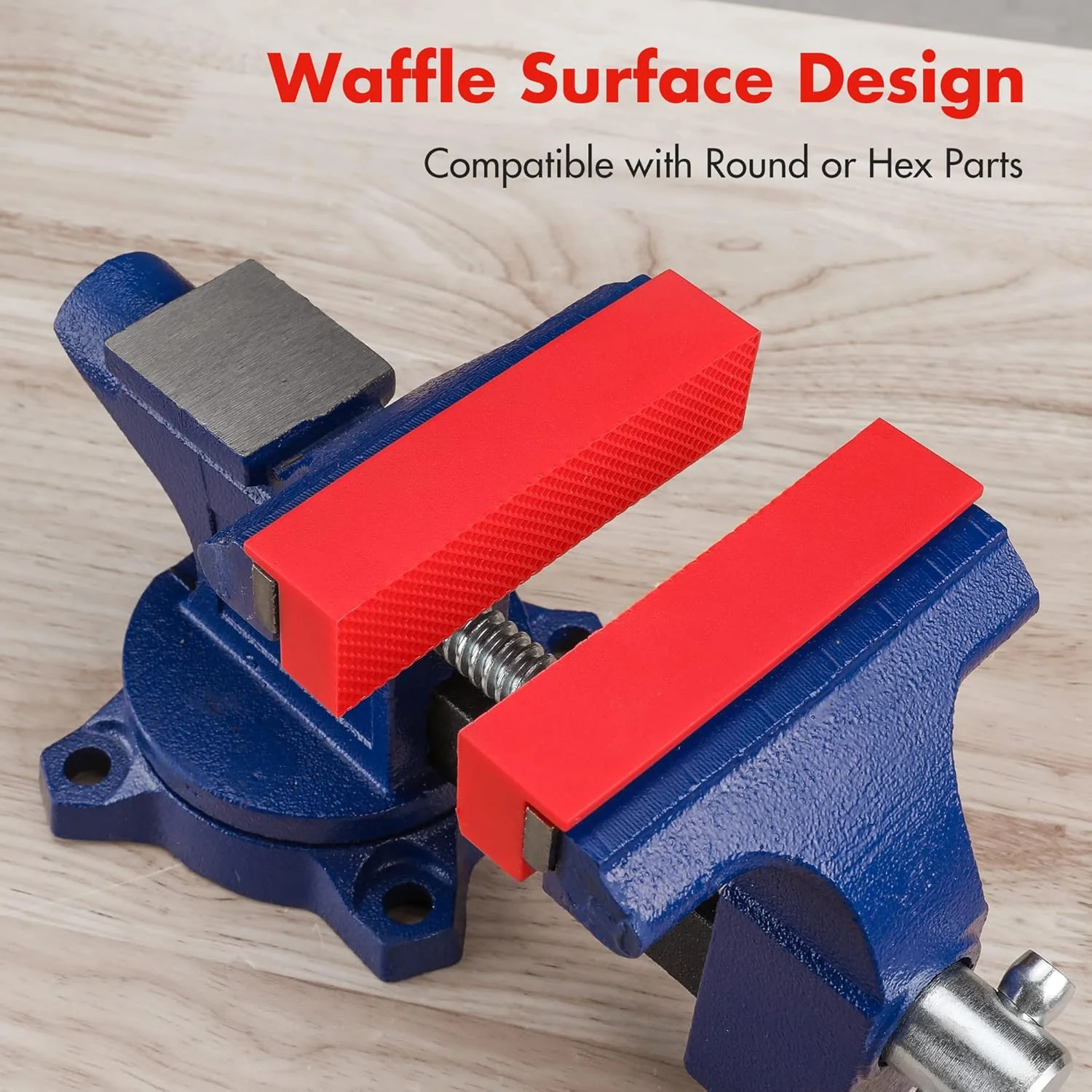 WORKPRO 2-Pair 4-1/2" Vise Jaw Pads, Magnetic TPU Vise Jaw Protective Covers, 1 Multi-Groove Jaw Pads Set and 1 Standard Waffle Surface Jaw Pads Set - Image 2