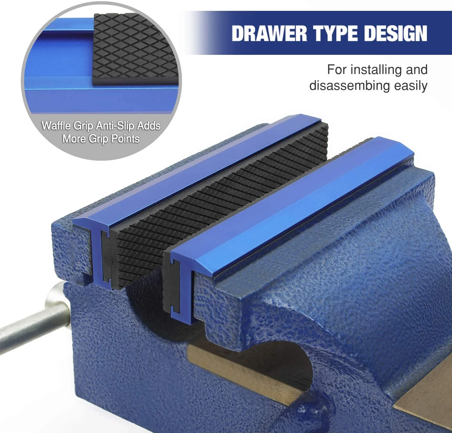 WORKPRO 2-Pair Vise Jaw Pads, Magnetic Vise Jaw Covers Protectors, Multi-Groove Jaw Pads, and Aluminum Pads Set - Image 4