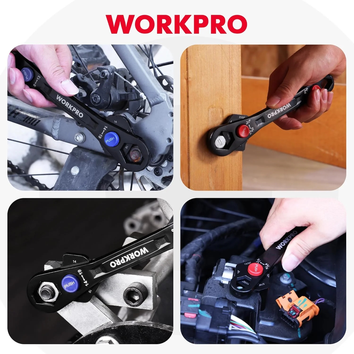 WORKPRO 2-Piece 12-in-1 Universal Adjustable Wrench Set, 8-19mm Metric & 5/16"-3/4" SAE Multi-Size Wrenches with Heat-Treated Cr-Mo Steel, ASME Standard, Multi-Position Head, for Home, Workshop, DIY - Image 7