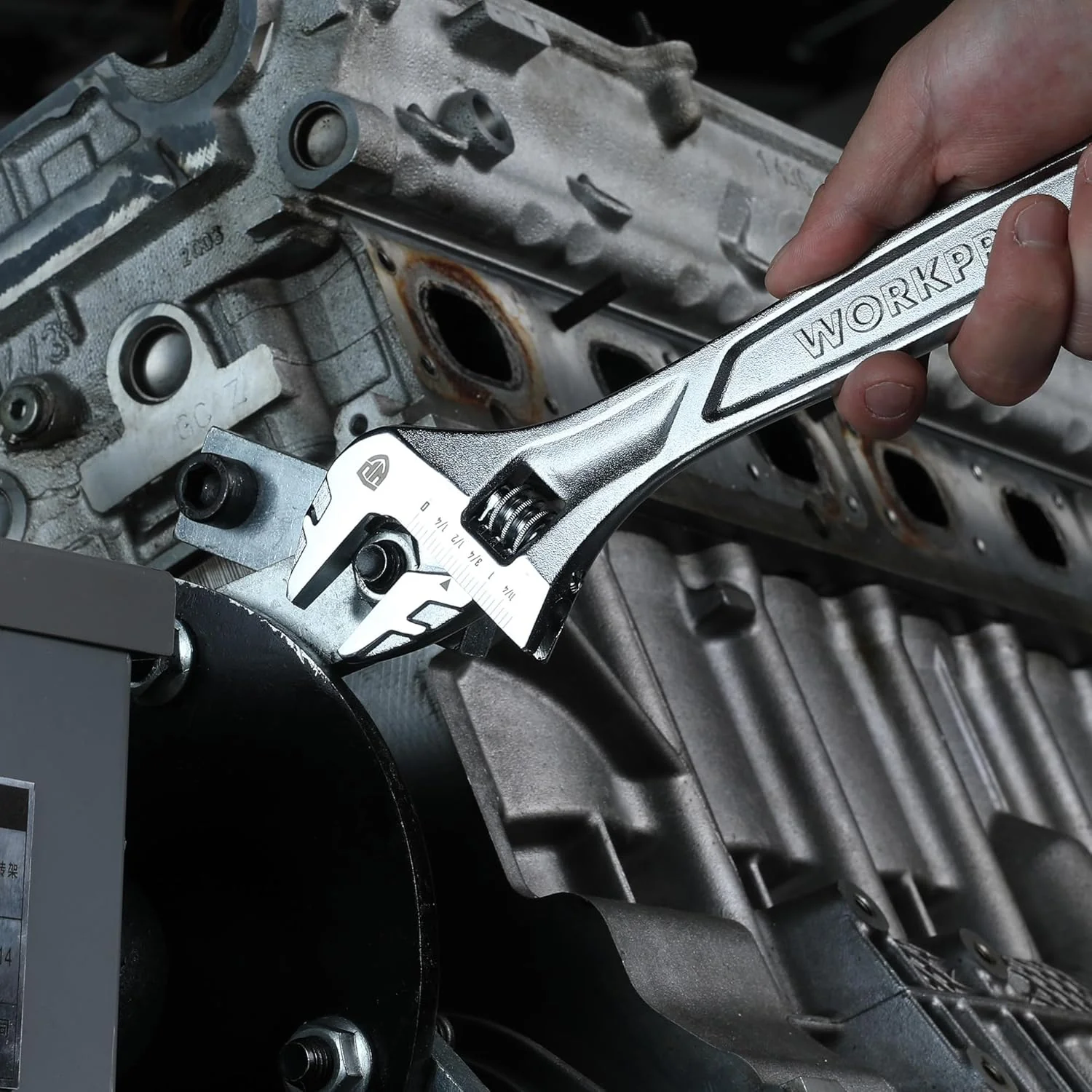 WORKPRO 2-piece Adjustable Wrench Set, 6-Inch & 10-Inch Black Oxide Wrenches, Cr-V Steel, Wide Jaw Wrench with Metric & SAE Scale, good for Home, Garage, Workshop - Image 9