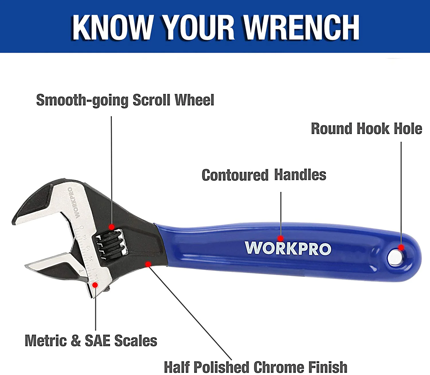WORKPRO 2 Pcs Adjustable Wrench Set for Home Garage Workshop and DIY - Image 2