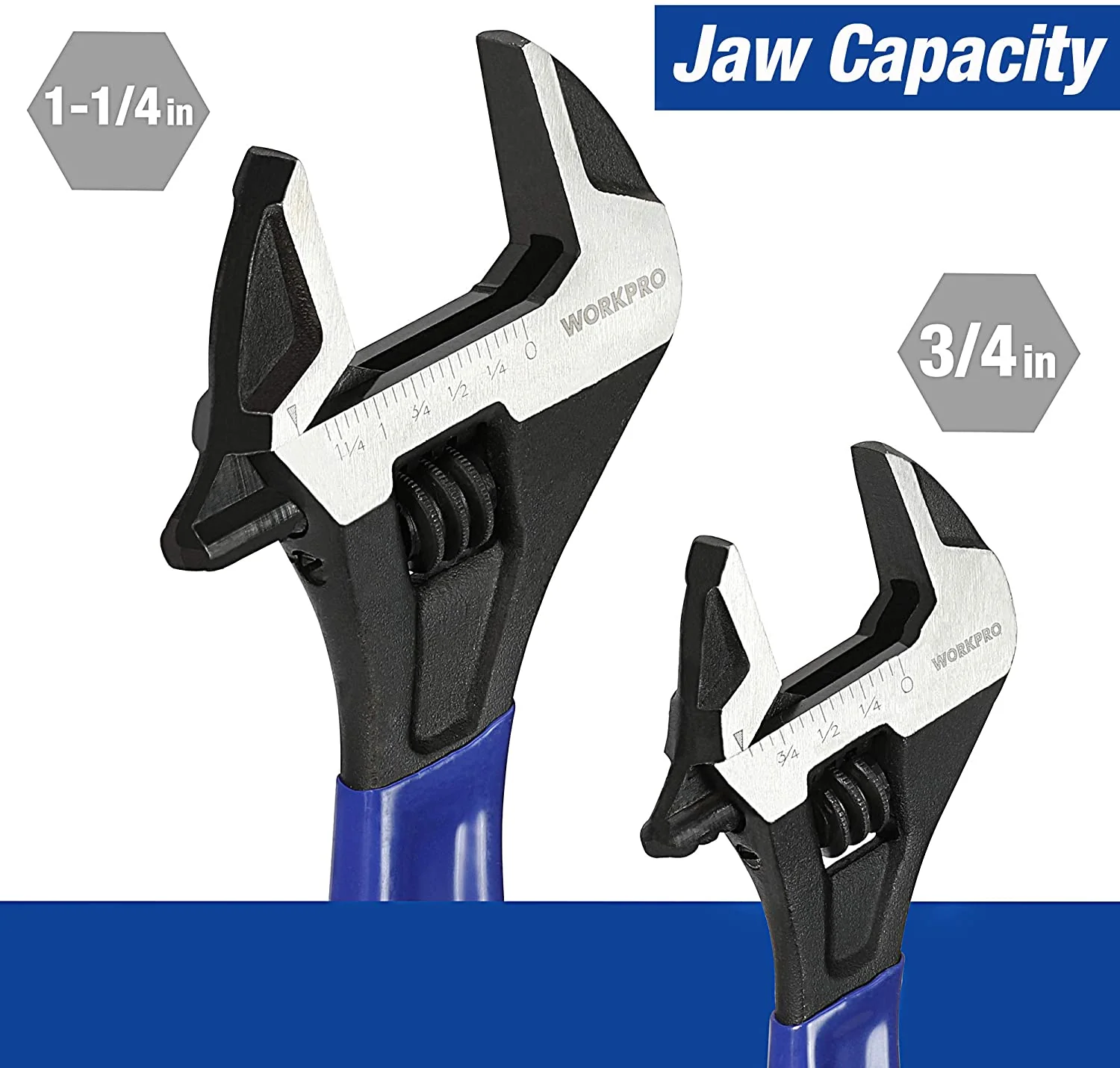 WORKPRO 2 Pcs Adjustable Wrench Set for Home Garage Workshop and DIY - Image 5