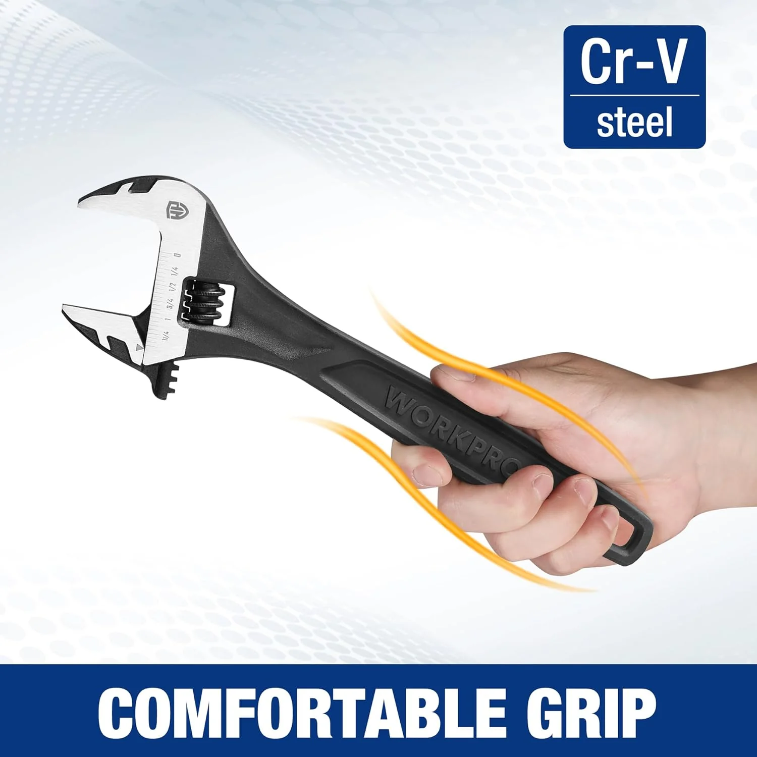 WORKPRO 2-piece Adjustable Wrench Set, 6-Inch & 10-Inch Wrenches, Cr-V Steel, Wide Jaw Wrench with Metric & SAE Scale, good for Home, Garage, Workshop - Image 6