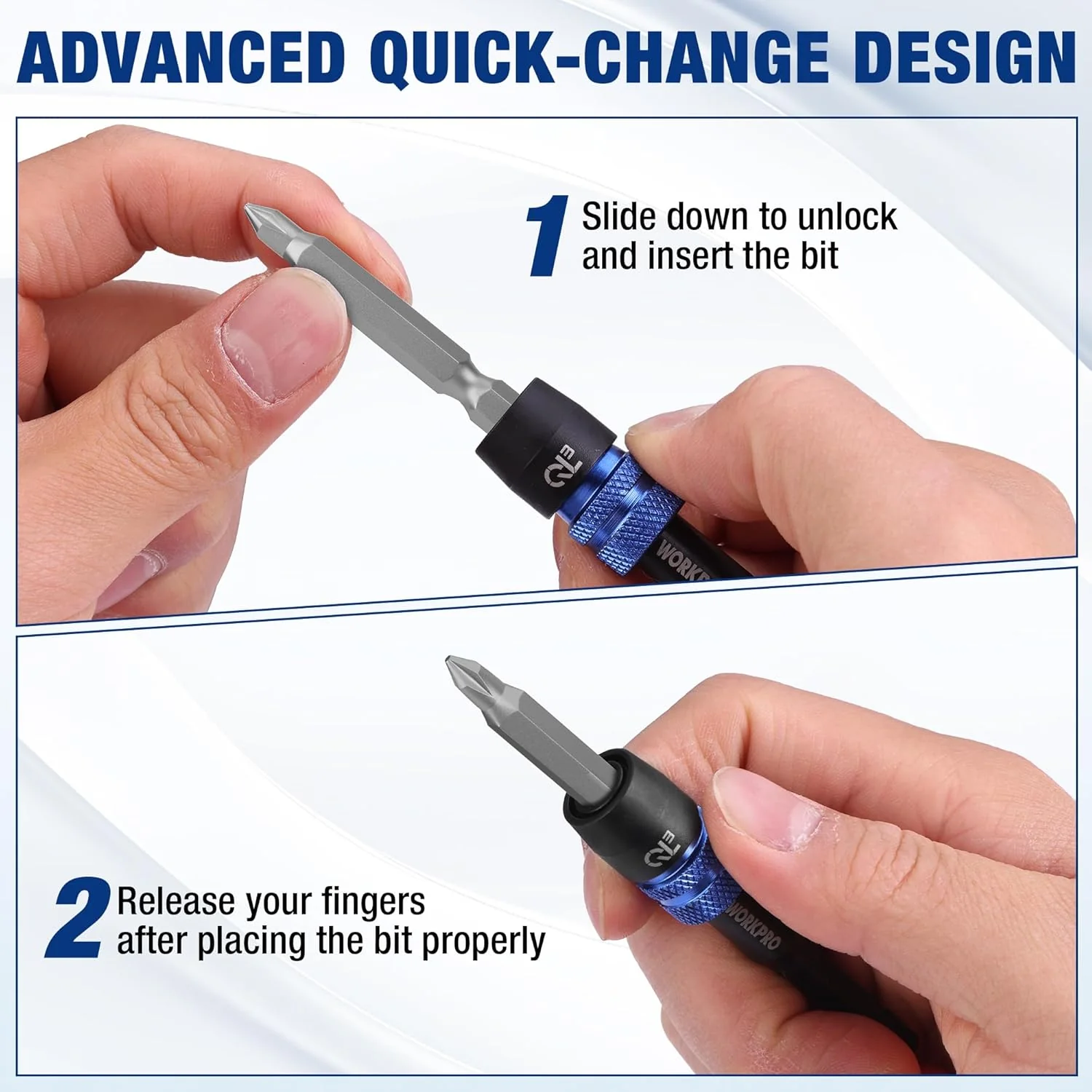 WORKPRO 2-Piece Drill Screwdriver Bit Holder for Impact Driver Bits, 3" Drill Bit Extension, 1/4 Inch Hex Shank Quick Release Extension Adapter, Ideal for Nuts, Drills and Socket Driver Adapters - Image 5