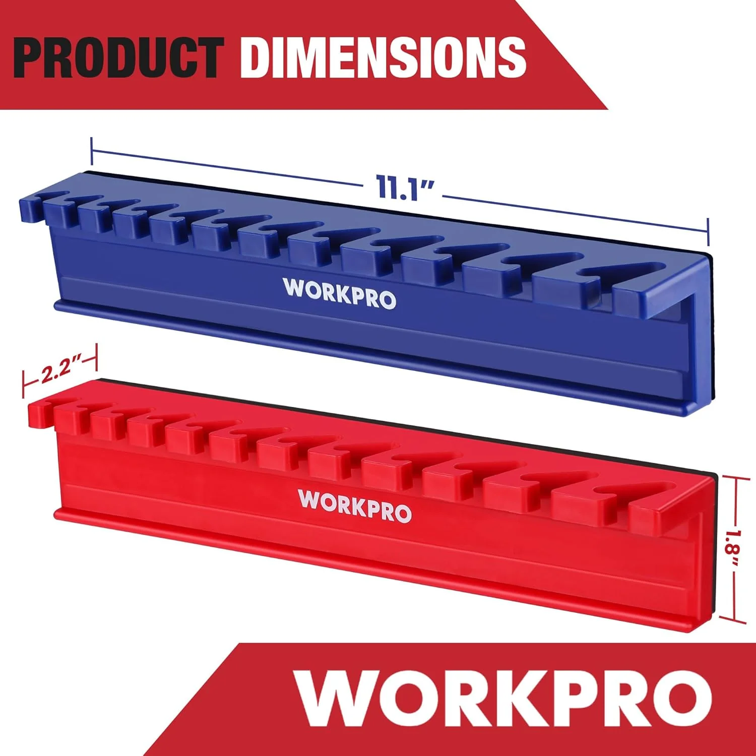 WORKPRO 2-Piece Magnetic Wrench Organizer, 24 Slots Wrench Holder Fits SAE (5/16" to 3/4") and Metric (9 mm to 20 mm), Premium Quality Wrench Rack Set to Keep Wrenches Organized - Image 2