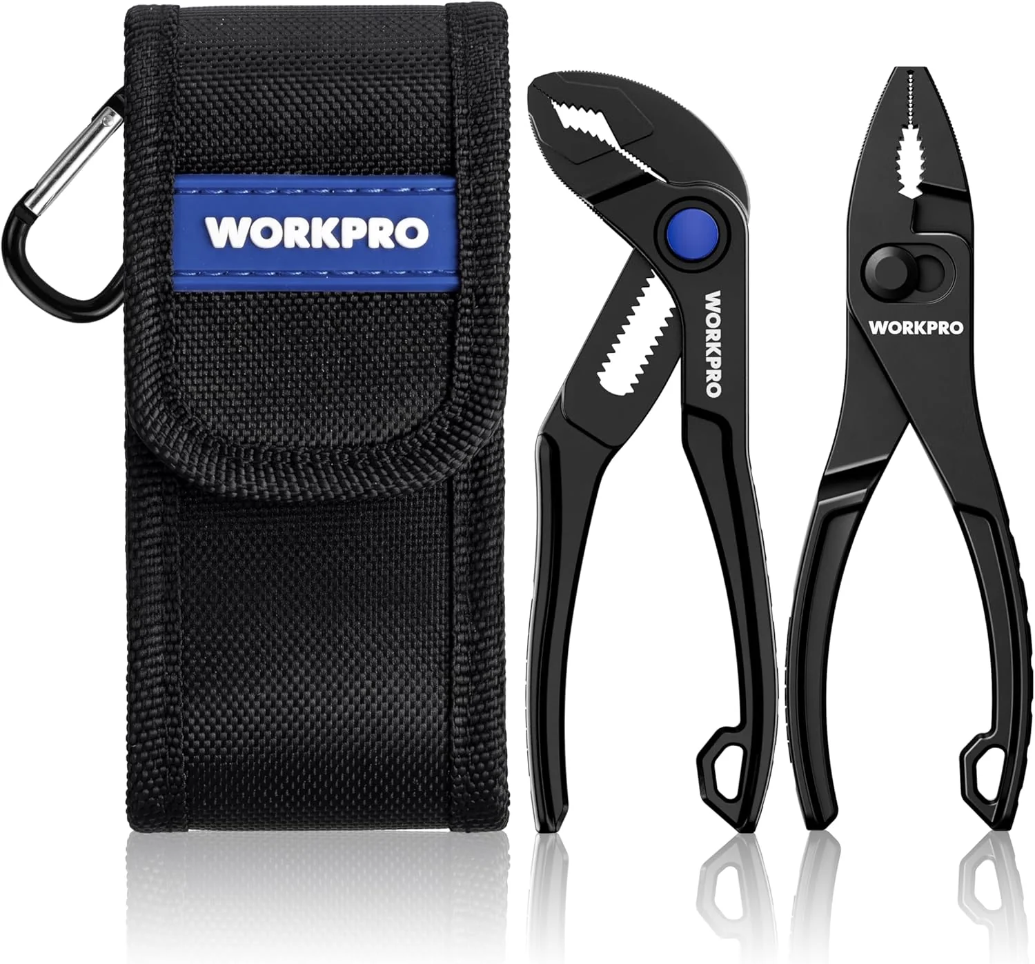 WORKPRO 2-Piece Mini Pliers Set, 4-Inch Slip Joint Plier & Water Pump Plier | Heavy-Duty Alloy Steel, Anti-Rust Coating, Pliers Pouch, Compact Size, Lightweight & Portable