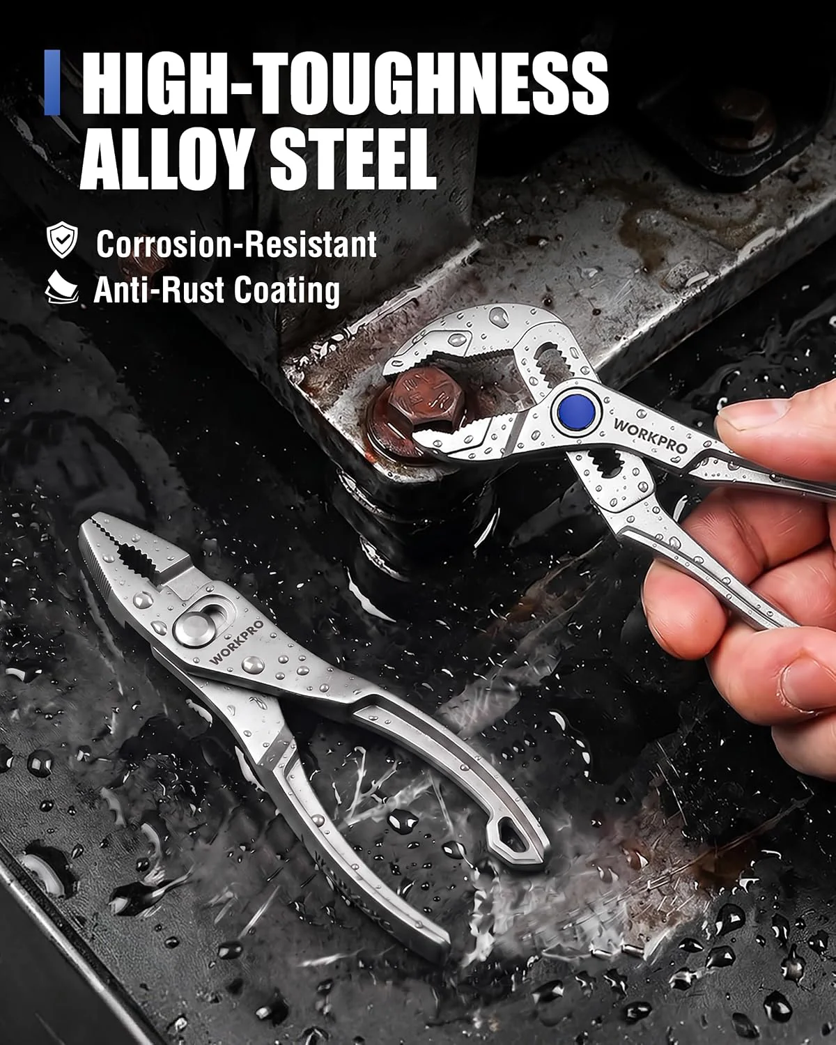 WORKPRO 2-Piece Mini Pliers Set with Pouch, 4-Inch Slip Joint Plier & Water Pump Plier, Heavy-Duty Alloy Steel Adjustable Plier with Anti-Rust Coating, Pocket Pliers for Tight Spaces & Versatile Use - Image 5