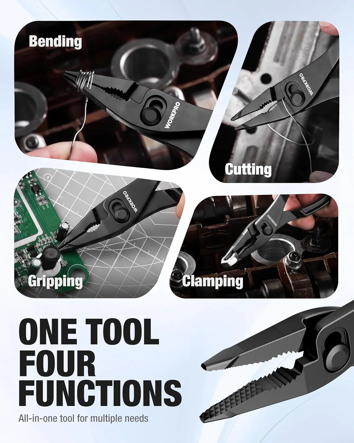 WORKPRO 2-Piece Mini Pliers Set with Pouch, 4-Inch Water Pump Plier & 4.5-Inch Long Nose Slip Joint Plier, Heavy-Duty Alloy Steel Mini Adjustable Plier, EDC Pliers for Tight Spaces & Versatile Use - Image 7