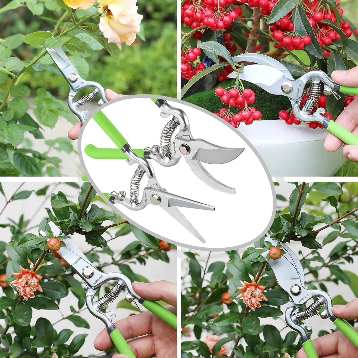 WORKPRO 2-Piece Pruning Shears & Garden Belt Set，8" Bypass & Hand Pruners | Ultra Sharp Carbon Steel, 5-Pocket Durable Oxford Tool Pouch, For Gardening, Carpentry, and DIY Projects - Image 7