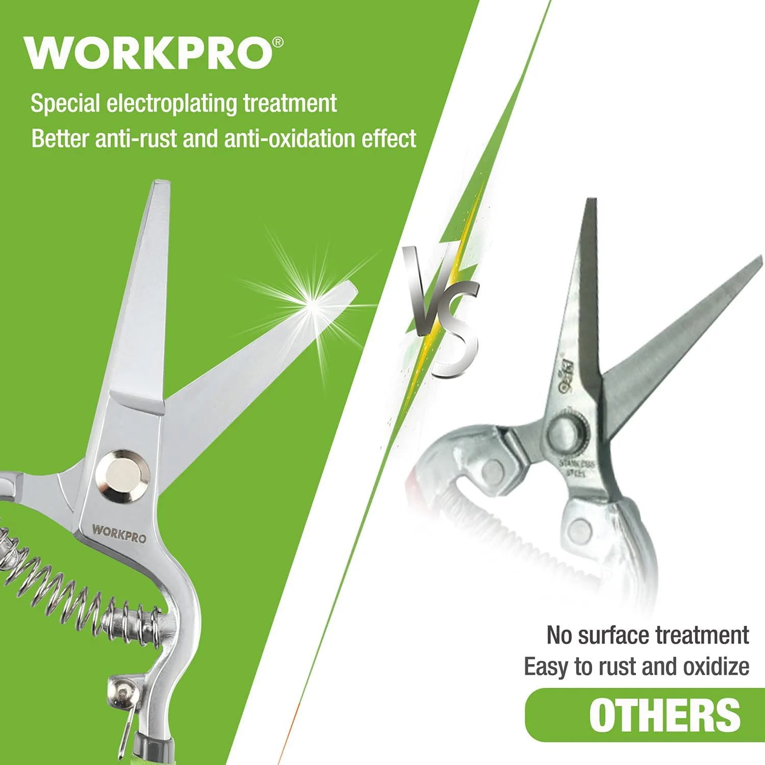 WORKPRO 2 Pcs Pruning Shears Set, 8” Bypass Garden Pruner and 8” Straight Blade Hand Pruning Clippers - Image 4
