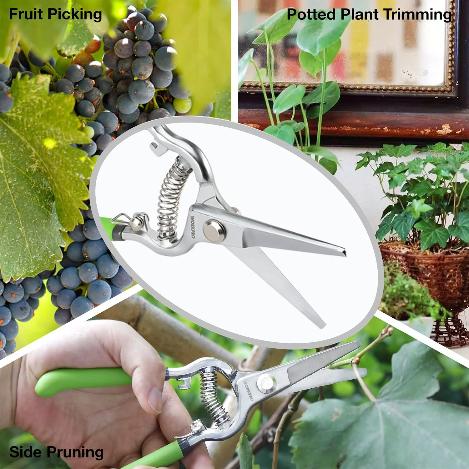 WORKPRO 2 Pcs Pruning Shears Set, 8” Bypass Garden Pruner and 8” Straight Blade Hand Pruning Clippers - Image 8
