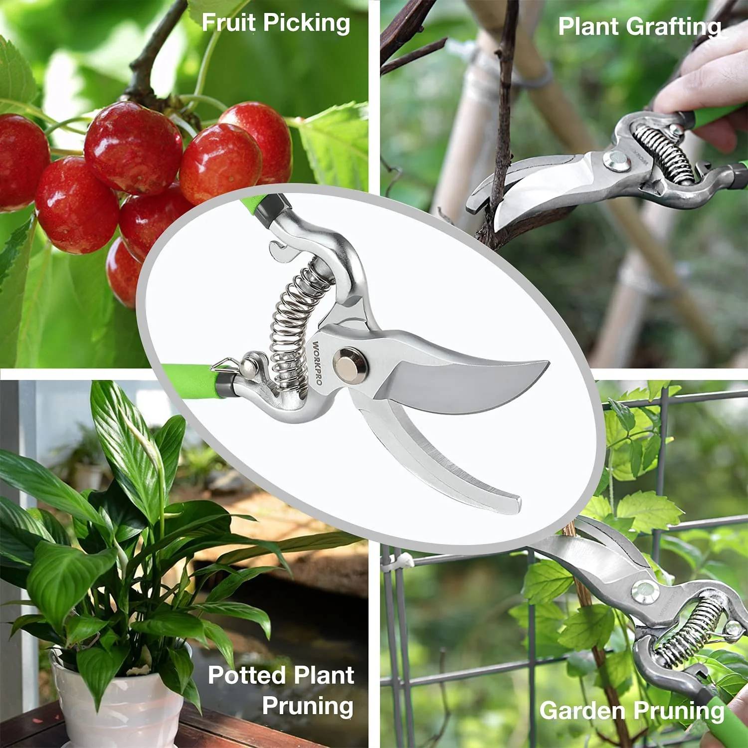 WORKPRO 2 Pcs Pruning Shears Set, 8” Bypass Garden Pruner and 8” Straight Blade Hand Pruning Clippers - Image 9