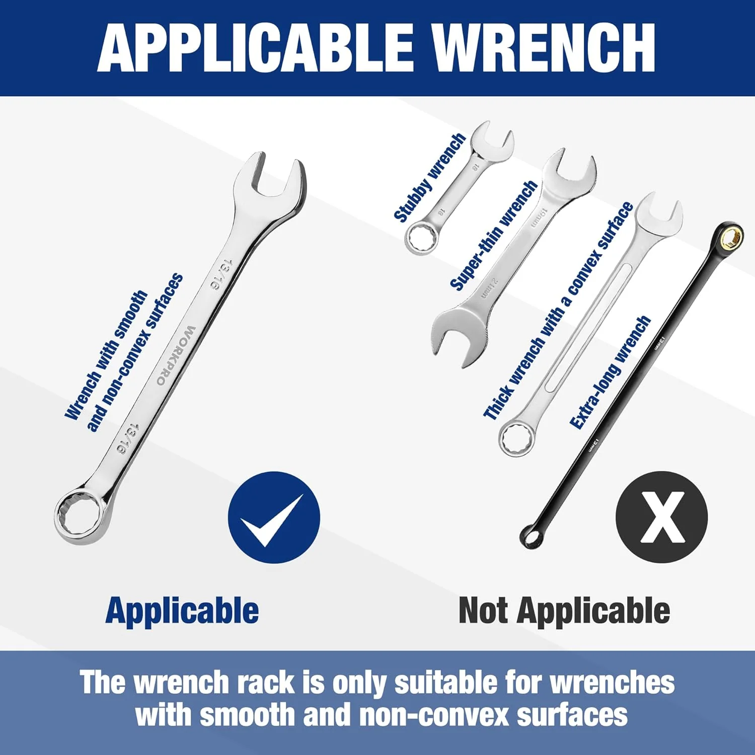 WORKPRO 2-Piece Wrench Organizer, 24-Slot Wrench Holder Set with Lock Cover | Plastic Wrench Storage Metric & SAE Compatibility (Up to 19mm or 7/8), Premium Quality Tool Trays with Carrying Handle - Image 5