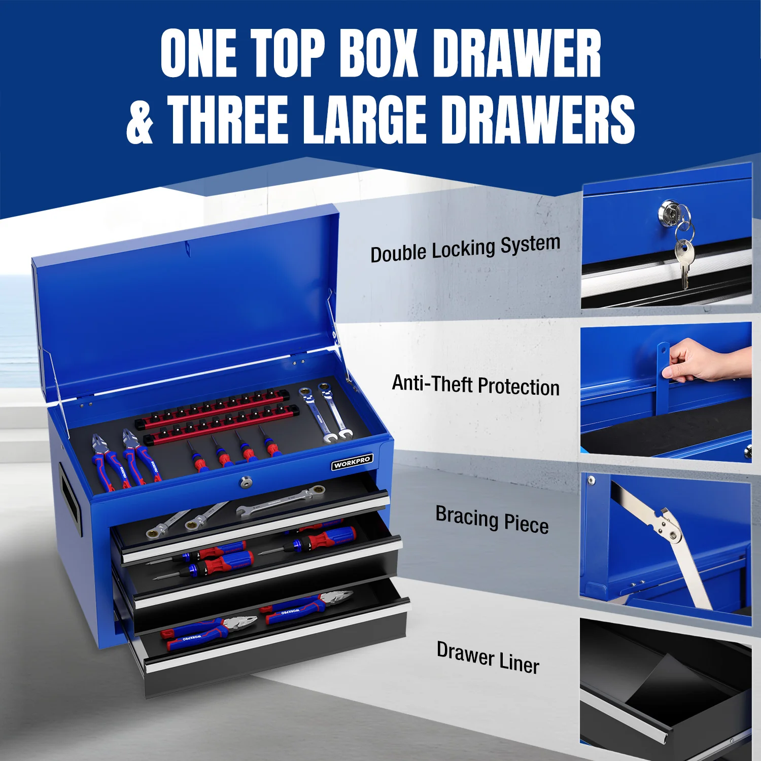 WORKPRO 20 inch 5-Drawer Rolling Tool Chest - Image 4
