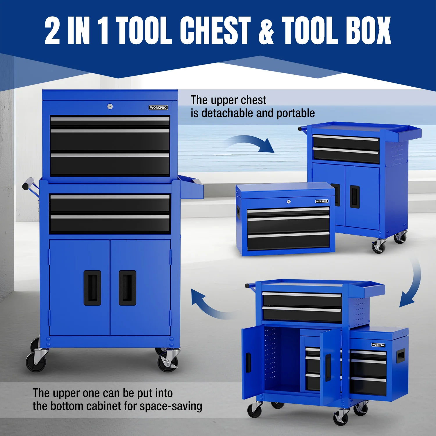 WORKPRO 20 inch 5-Drawer Rolling Tool Chest - Image 5