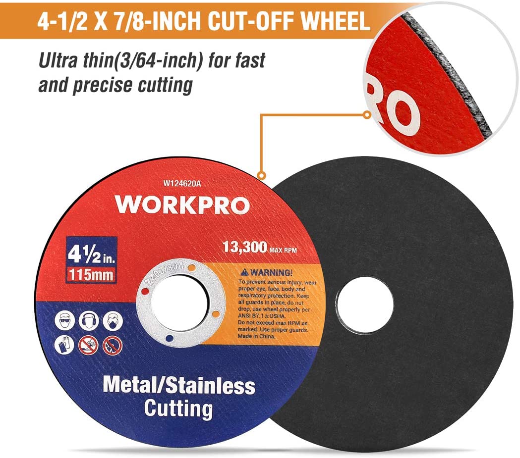 WORKPRO 20 Pcs Metal Stainless Cut-Off Wheels Thin Metal Cutting Disc for Angle Grinder - Image 3