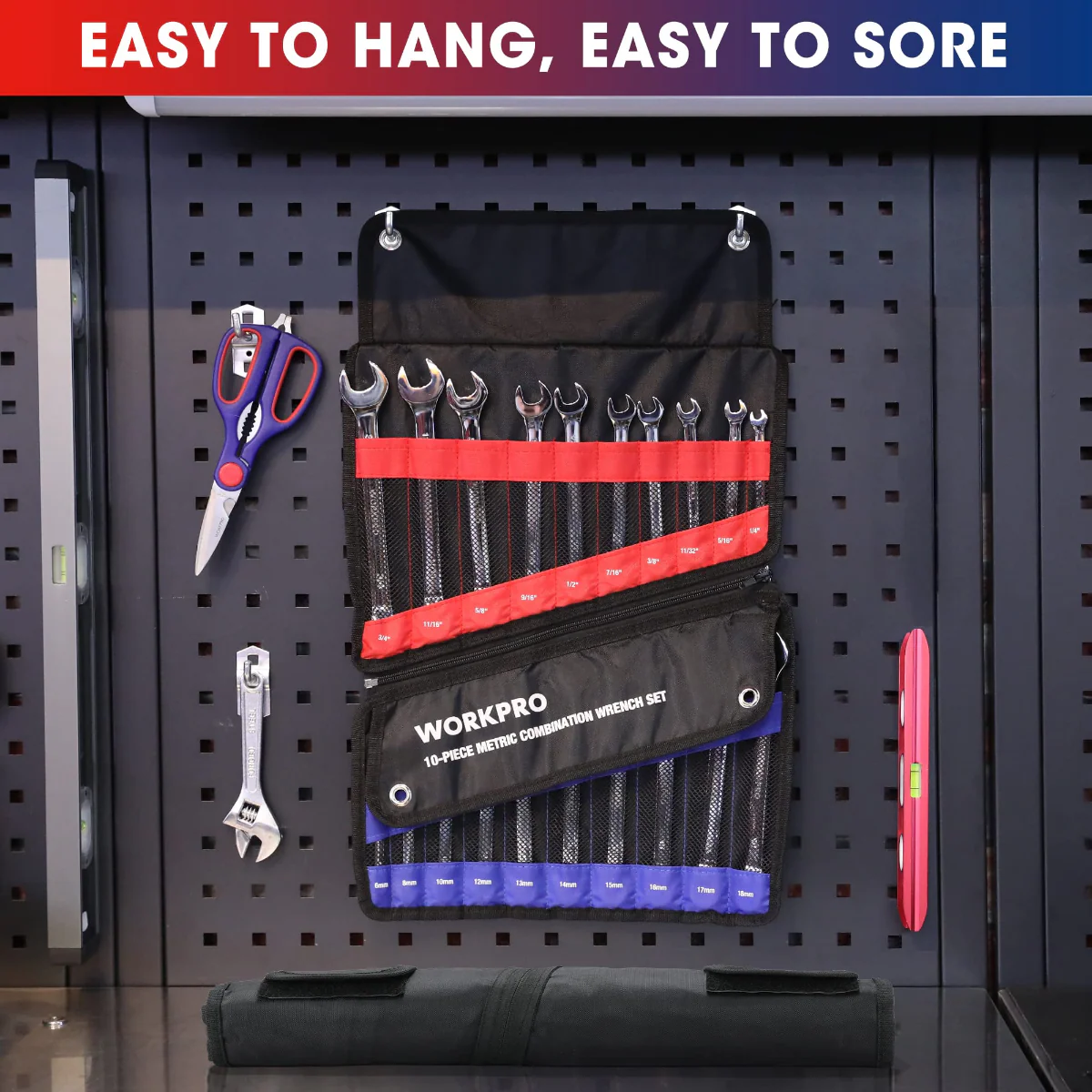 WORKPRO 20 Pcs Metric & SAE Combination Cr-V 12-point Wrench Set, SAE 1/4”- 3/4” and Metric 6mm-18mm - Image 6