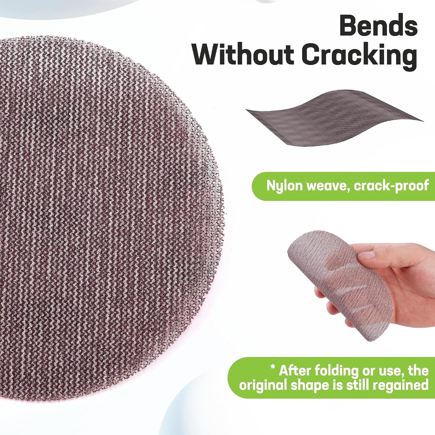 WORKPRO 20-Piece Sanding Discs - 5-Inch Hook and Loop Sanding Disc for Dust-Free Sanding, Tear-Resistant Nylon, 80/120/180/240/320 Grits for Orbital Sanders - Image 4
