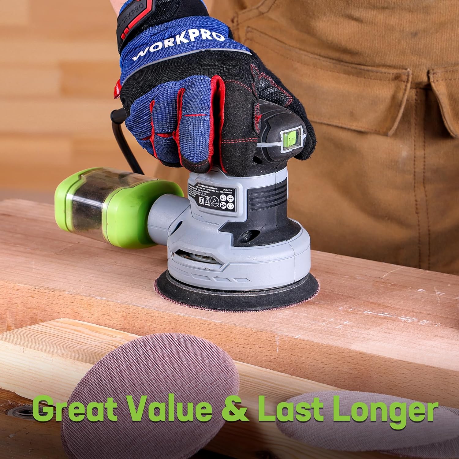 WORKPRO 20-Piece Sanding Discs - 5-Inch Hook and Loop Sanding Disc for Dust-Free Sanding, Tear-Resistant Nylon, 80/120/180/240/320 Grits for Orbital Sanders - Image 7