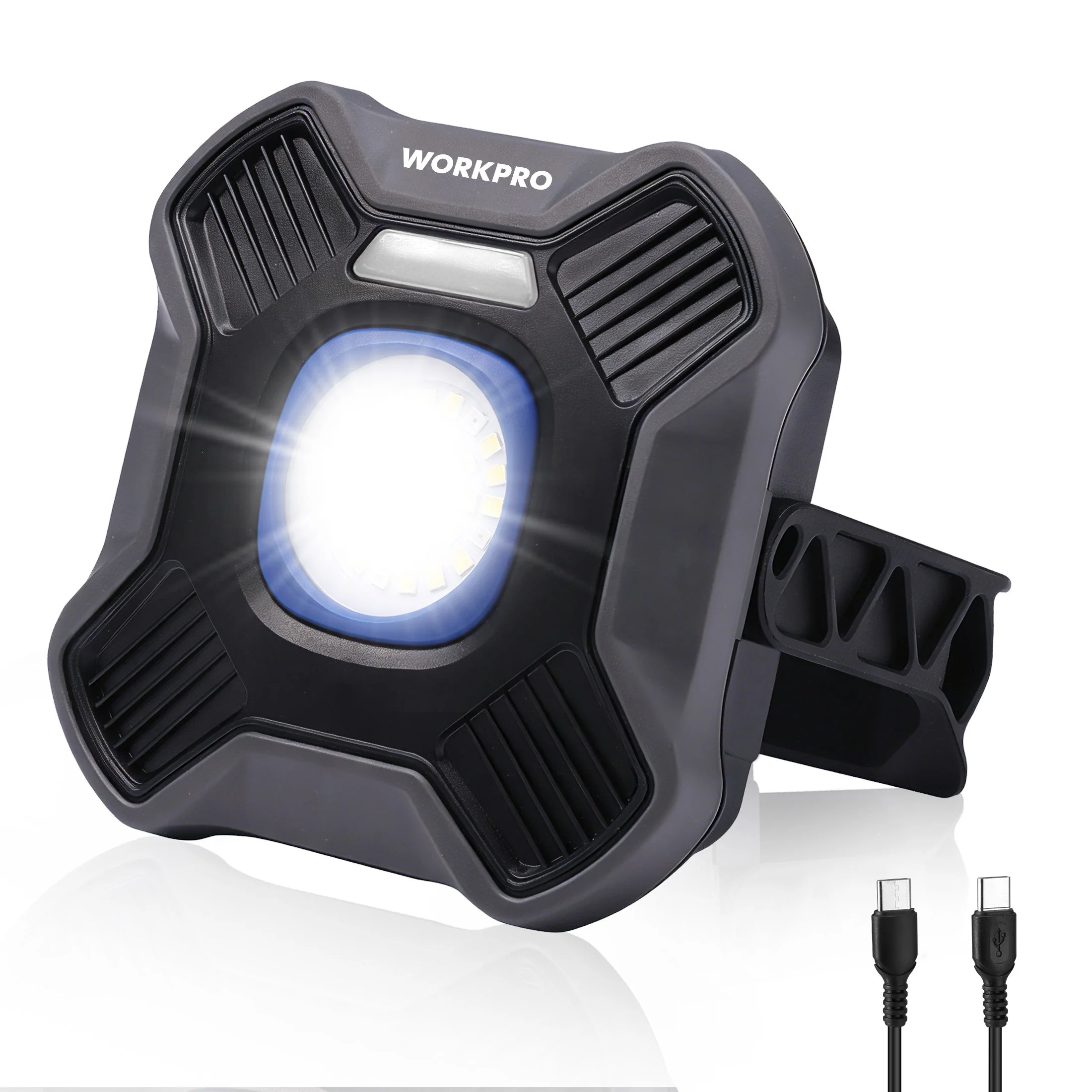 WORKPRO 2000LM Rechargeable Multi-function LED Work Light, 4000mAh Portable Light with 5 Modes, Magnetic Base, Hook and Tripod Mount, USB Rechargeable for Workshop, DIY and Emergency