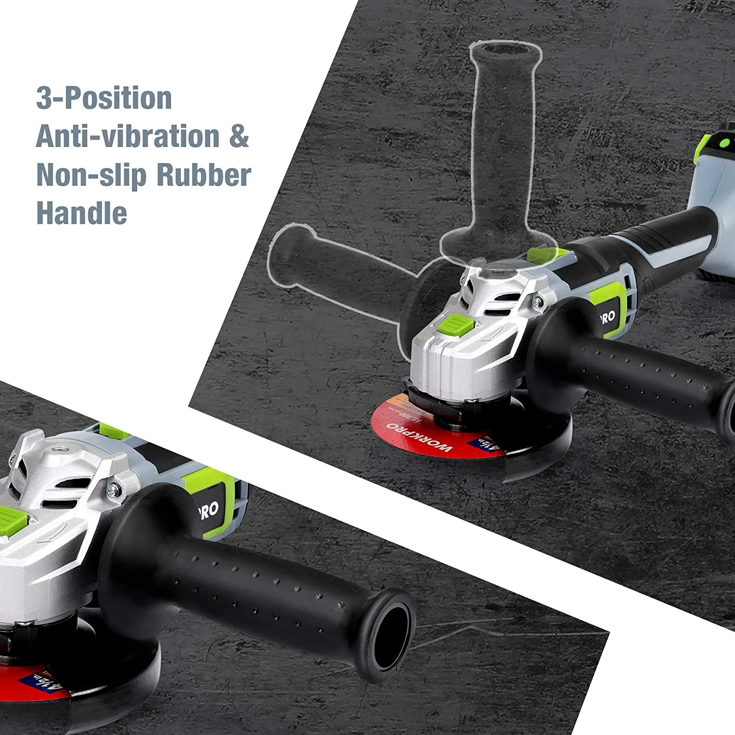 WORKPRO 20V Cordless Angle Grinder Kit, 4-1/2 Inch, Lightweight Angle Grinder Tool w/ 4.0Ah Lithium-Ion Battery & Fast Charger - Image 6