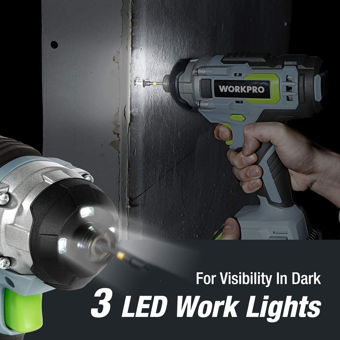 WORKPRO 20V Cordless Drill Combo Kit, Drill Driver and Impact Driver with 2x 2.0Ah Batteries and 1 Hour Fast Charger - Image 5