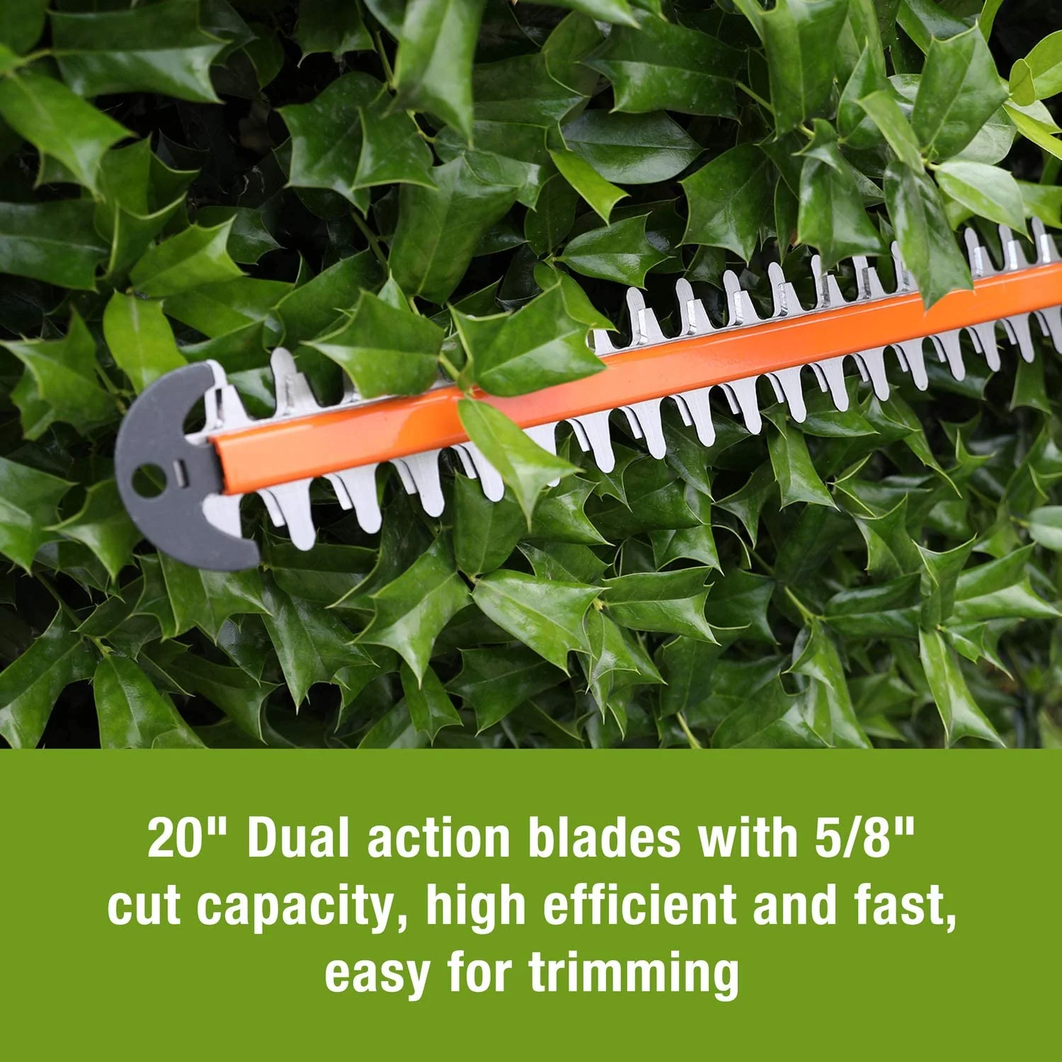 WORKPRO 20V Cordless Hedge Trimmer 20" Dual Action Blades Electric Gardening Tool 2.0Ah Battery and 1 Hour Quick Charger Included - Image 4