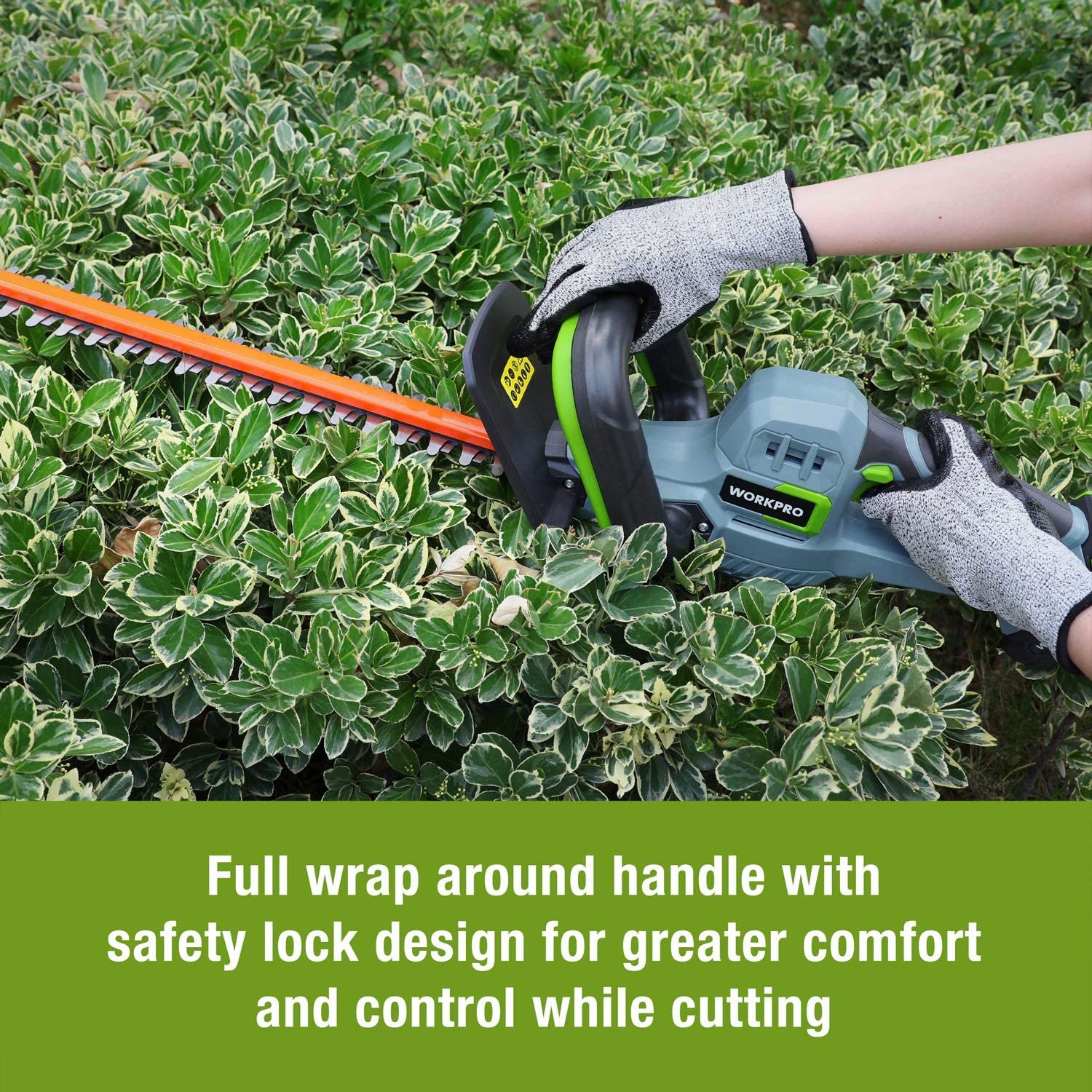 WORKPRO 20V Cordless Hedge Trimmer 20" Dual Action Blades Electric Gardening Tool 2.0Ah Battery and 1 Hour Quick Charger Included - Image 5