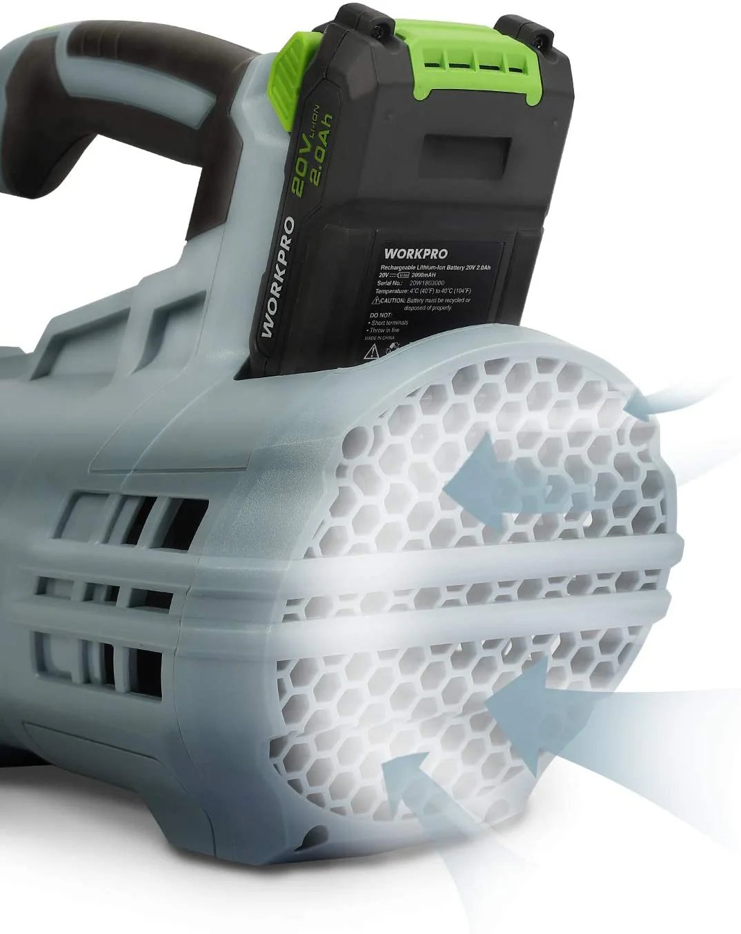 WORKPRO 20V Cordless Leaf Blower with 5 Adjustable Speeds 4.0Ah Larger Capacity Battery and Quick Charger Included - Image 11