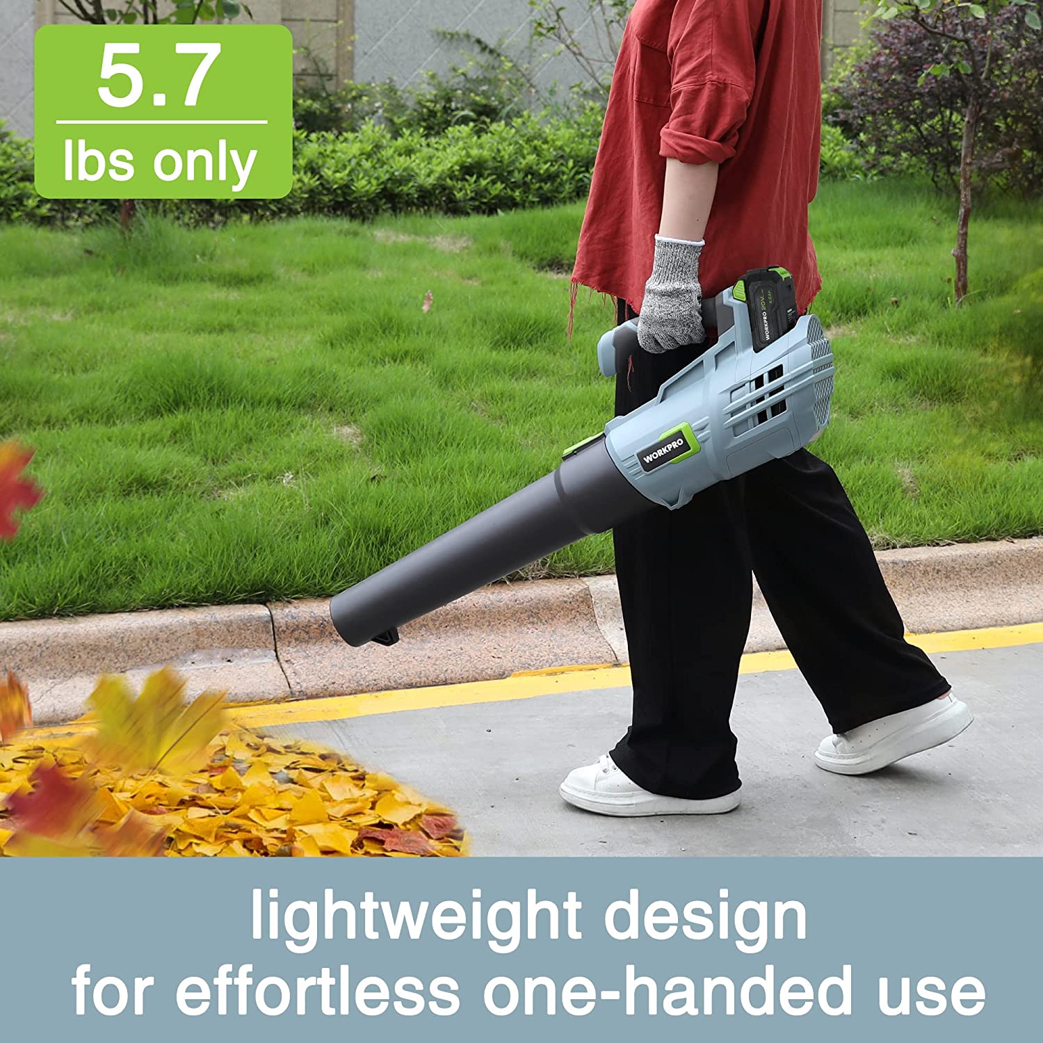 WORKPRO 20V Cordless Leaf Blower with 5 Adjustable Speeds 4.0Ah Larger Capacity Battery and Quick Charger Included - Image 6