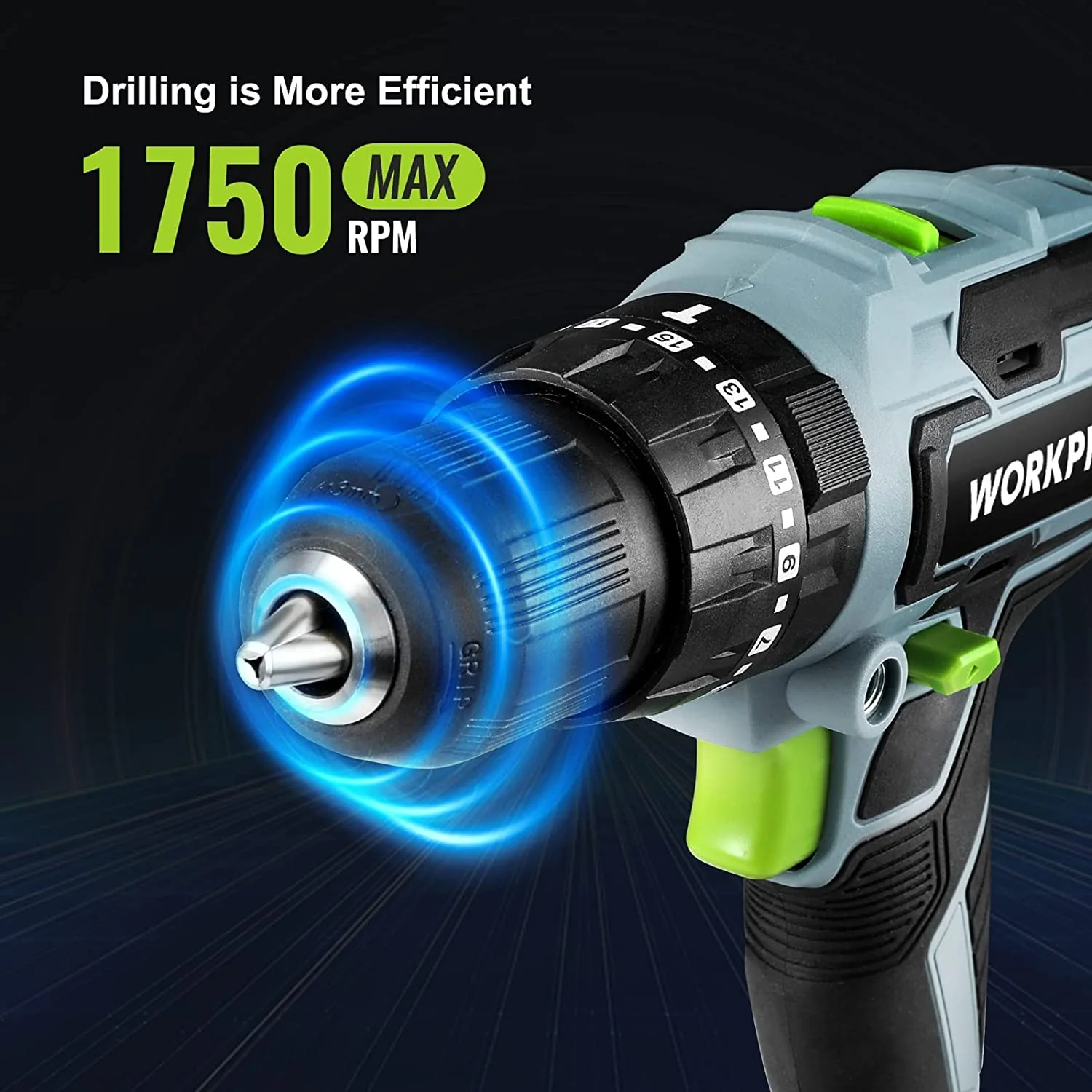 WORKPRO 20V Max Cordless Drill Driver Set, Electric Power Impact Drill Tool with 102 Pieces Accessories, 2 x 2.0Ah Li-ion Batteries with Fast Charger - Image 4