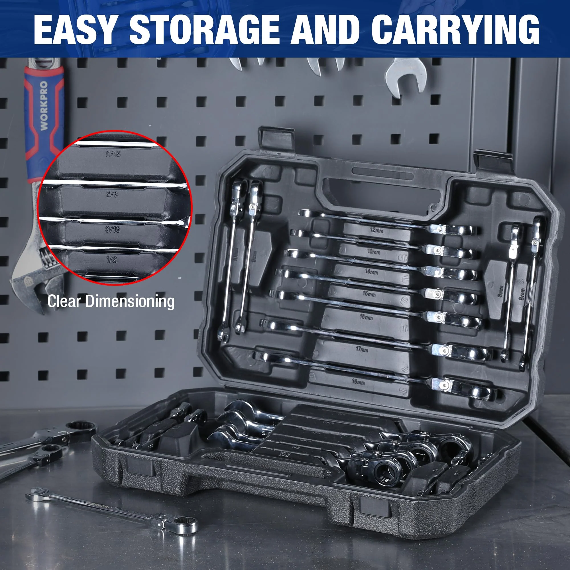 WORKPRO 22-Piece Ratcheting Combination Wrench Set - Image 11