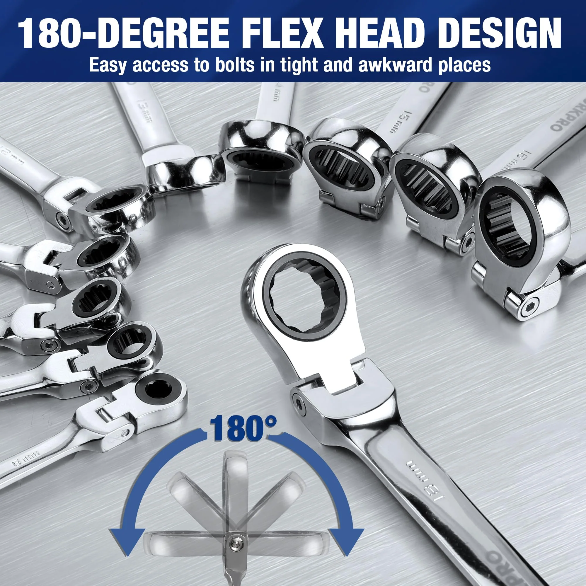 WORKPRO 22-Piece Ratcheting Combination Wrench Set - Image 9
