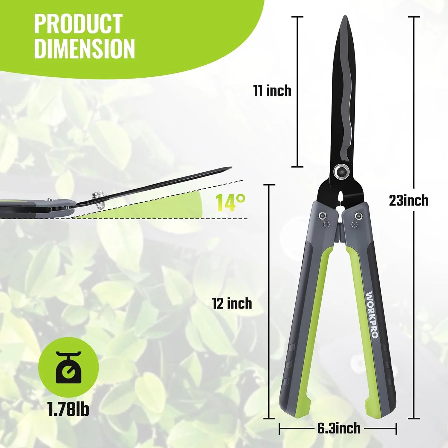 WORKPRO 23” Hedge Shears, Foldable Hedge Clippers for Most Garden Plants | Manual Hedge Trimmers with Wavy Blades & Ergonomic Handle, Garden Shears for Hedges, Shrubs, Boxwood, Dense Garden Growth - Image 2