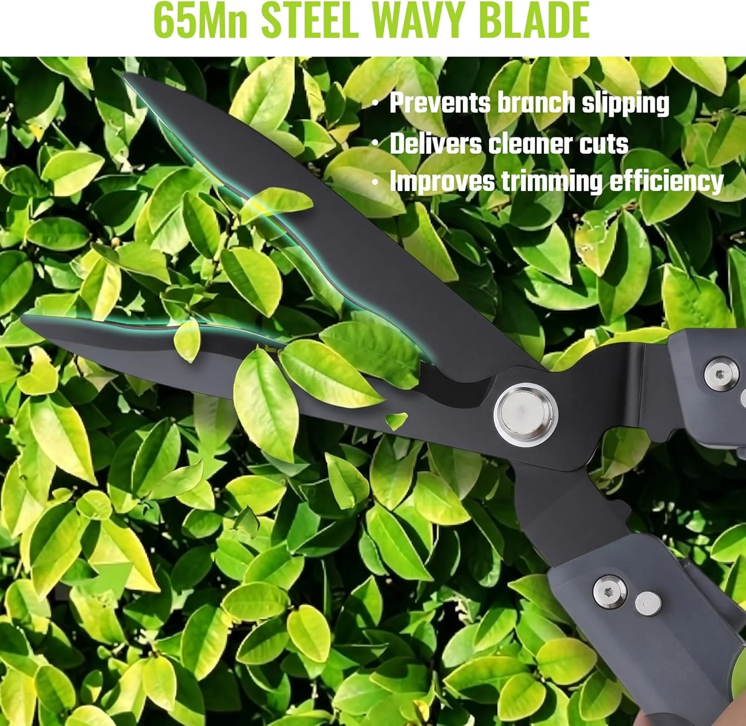 WORKPRO 23” Hedge Shears, Foldable Hedge Clippers for Most Garden Plants | Manual Hedge Trimmers with Wavy Blades & Ergonomic Handle, Garden Shears for Hedges, Shrubs, Boxwood, Dense Garden Growth - Image 4