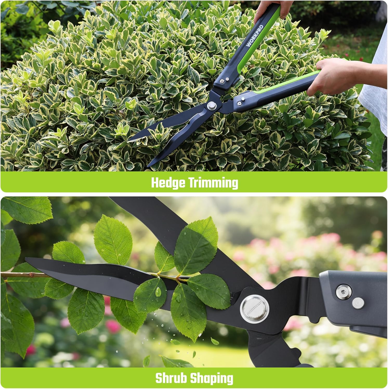 WORKPRO 23” Hedge Shears, Foldable Hedge Clippers for Most Garden Plants | Manual Hedge Trimmers with Wavy Blades & Ergonomic Handle, Garden Shears for Hedges, Shrubs, Boxwood, Dense Garden Growth - Image 7