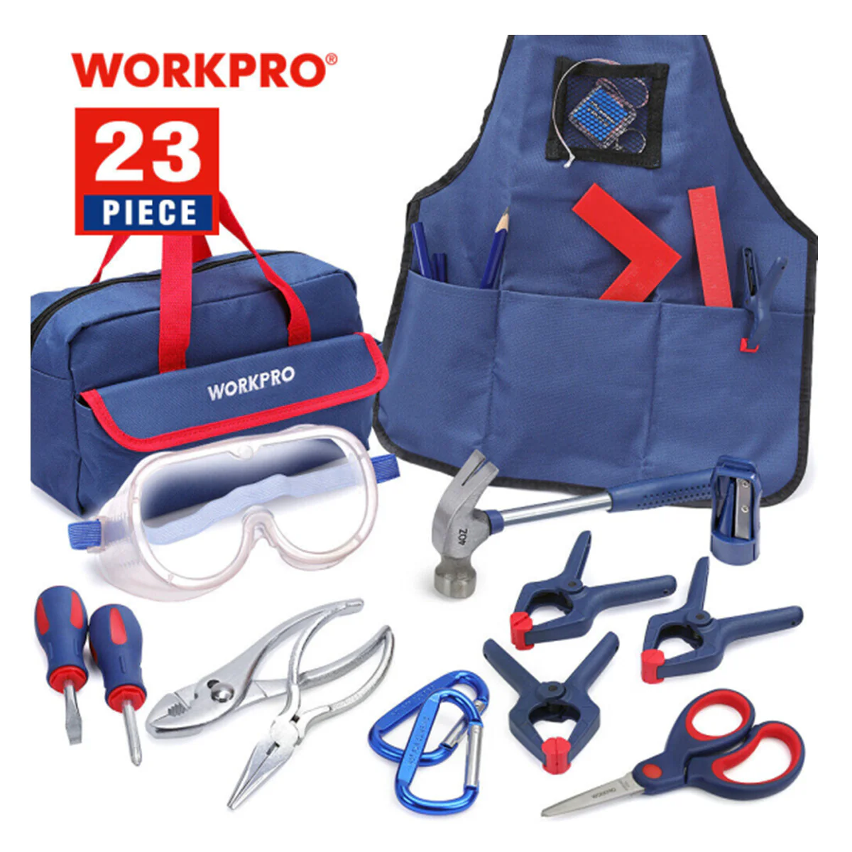 WORKPRO 23 Pcs Tool Sets with Storage Bag Hand Tools for Home DIY&Woodworking