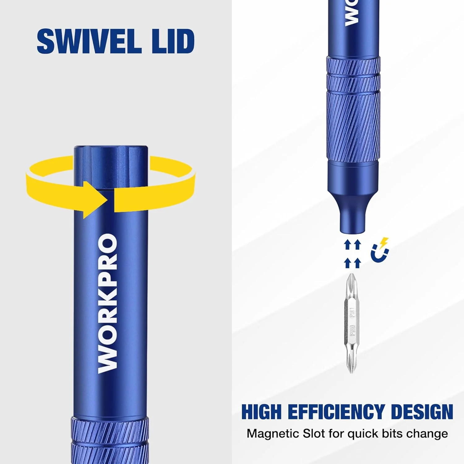 WORKPRO 24 in 1 Multi Bit Mini Screwdriver Set Magnetic, Manual Pen Screwdrivers, Tough S2 Steel Small Screwdriver Bits for Eyeglass, Watch, Laptop, Phone, Jewelry and Electronic, Blue - Image 3