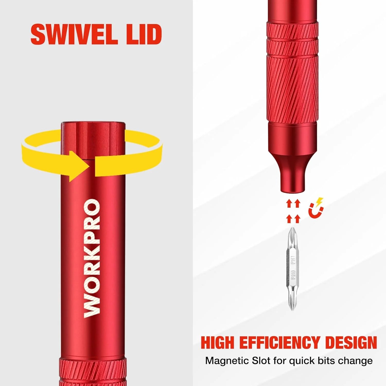 WORKPRO 24 in 1 Multi Bit Mini Screwdriver Set Magnetic, Manual Pen Screwdrivers, Tough S2 Steel Small Screwdriver Bits for Eyeglass, Watch, Laptop, Phone, Jewelry and Electronic, Red - Image 3