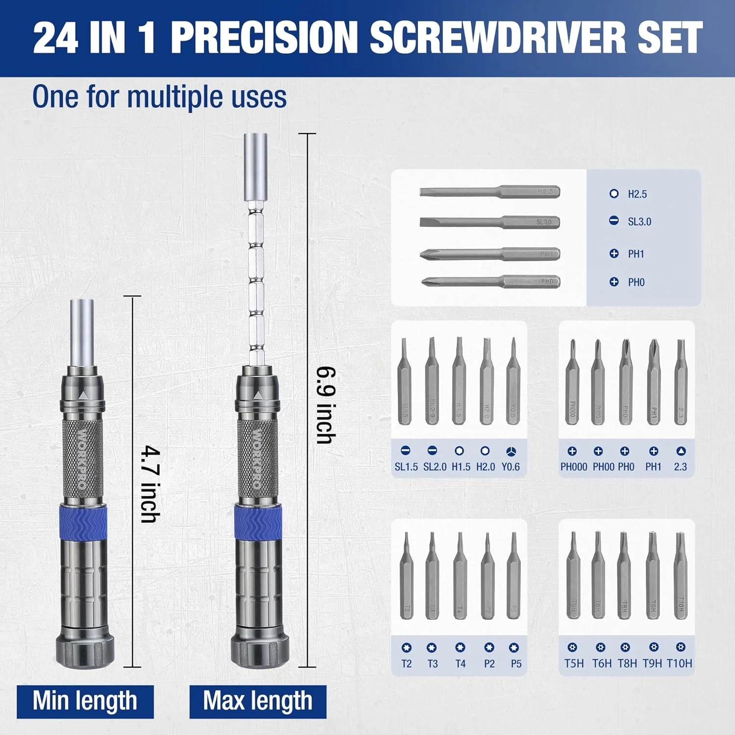 WORKPRO 24 in 1 Small Screwdriver Set with Extendable Pole - Image 2