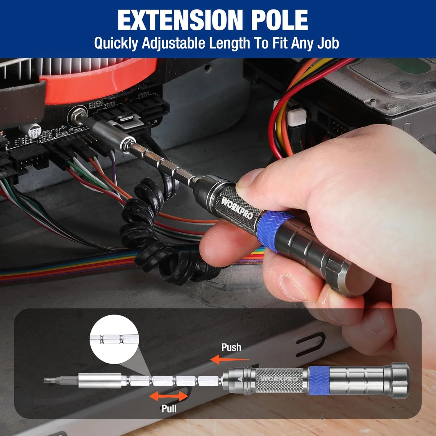WORKPRO 24 in 1 Small Screwdriver Set with Extendable Pole - Image 4