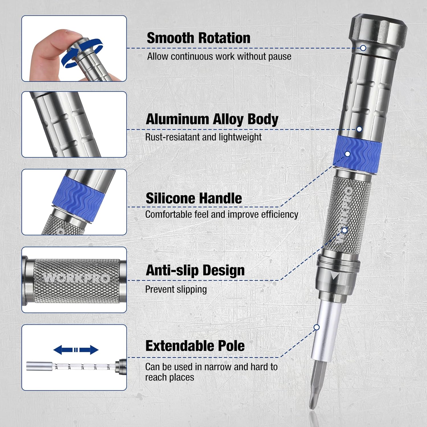 WORKPRO 24 in 1 Small Screwdriver Set with Extendable Pole - Image 7