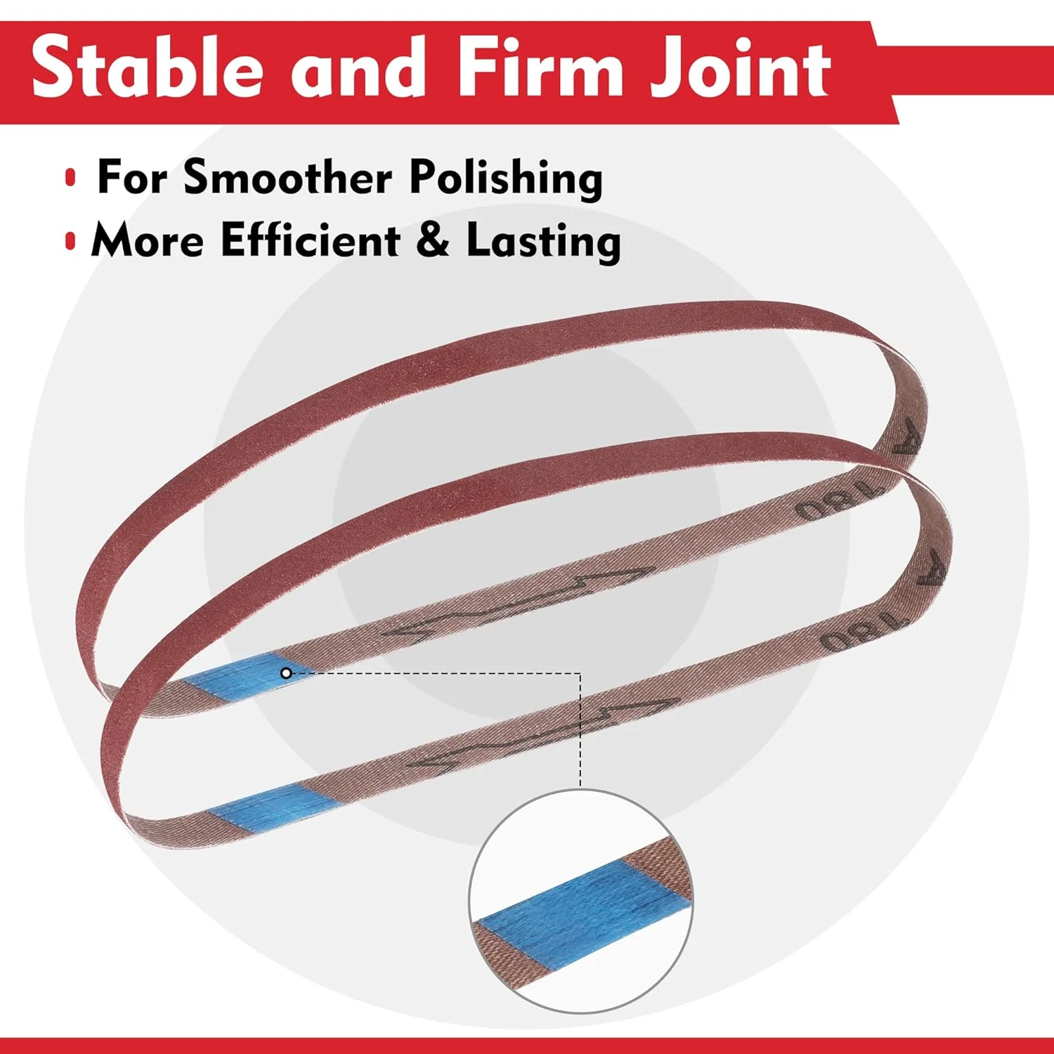 WORKPRO 24 Pack 1/2 x 18 Inch Sanding Belts, Aluminum Oxide Abrasive Belts, 4 Each of 40/60/80/120/180/240 Grits, Belt Sander Tool for Woodworking, Metal Polishing, Red - Image 4