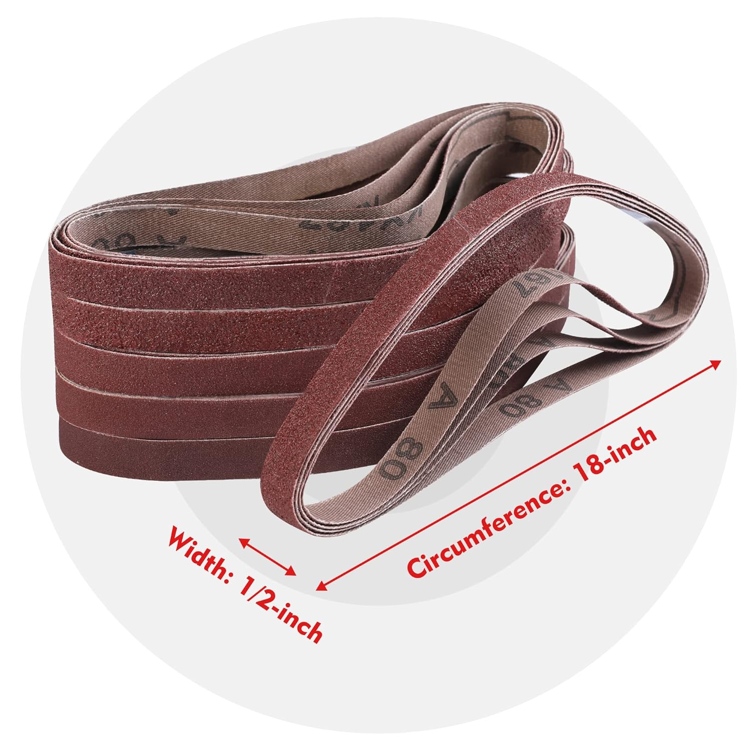 WORKPRO 24 Pack 1/2 x 18 Inch Sanding Belts, Aluminum Oxide Abrasive Belts, 4 Each of 40/60/80/120/180/240 Grits, Belt Sander Tool for Woodworking, Metal Polishing, Red - Image 5