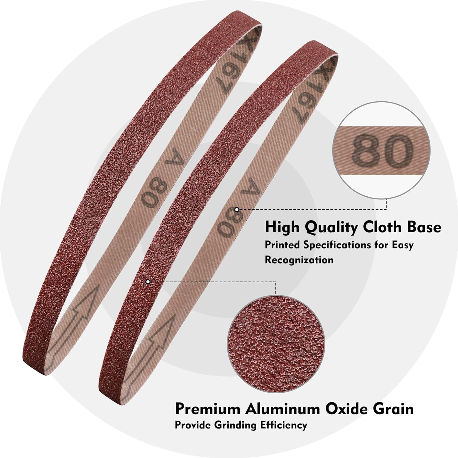 WORKPRO 24 Pack 1/2 x 18 Inch Sanding Belts, Aluminum Oxide Abrasive Belts, 4 Each of 40/60/80/120/180/240 Grits, Belt Sander Tool for Woodworking, Metal Polishing, Red - Image 8